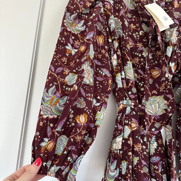 NWT Ulla Johnson Lula Mini Dress in Heliotrope Silk Floral High Neck Long Sleeve - Picture 6 of 13